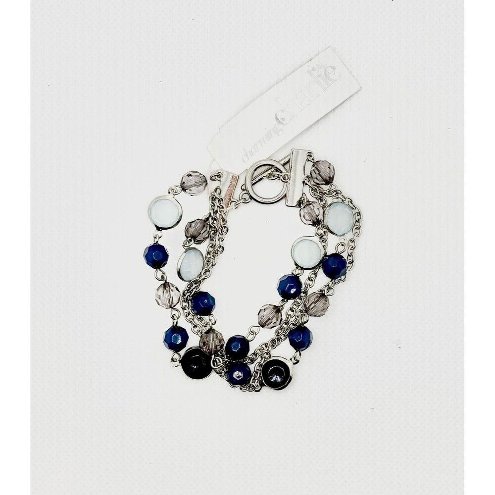 Charming Charlie Blue Multi-Beaded Multi-Strand Bracelet with Toggle Clasp